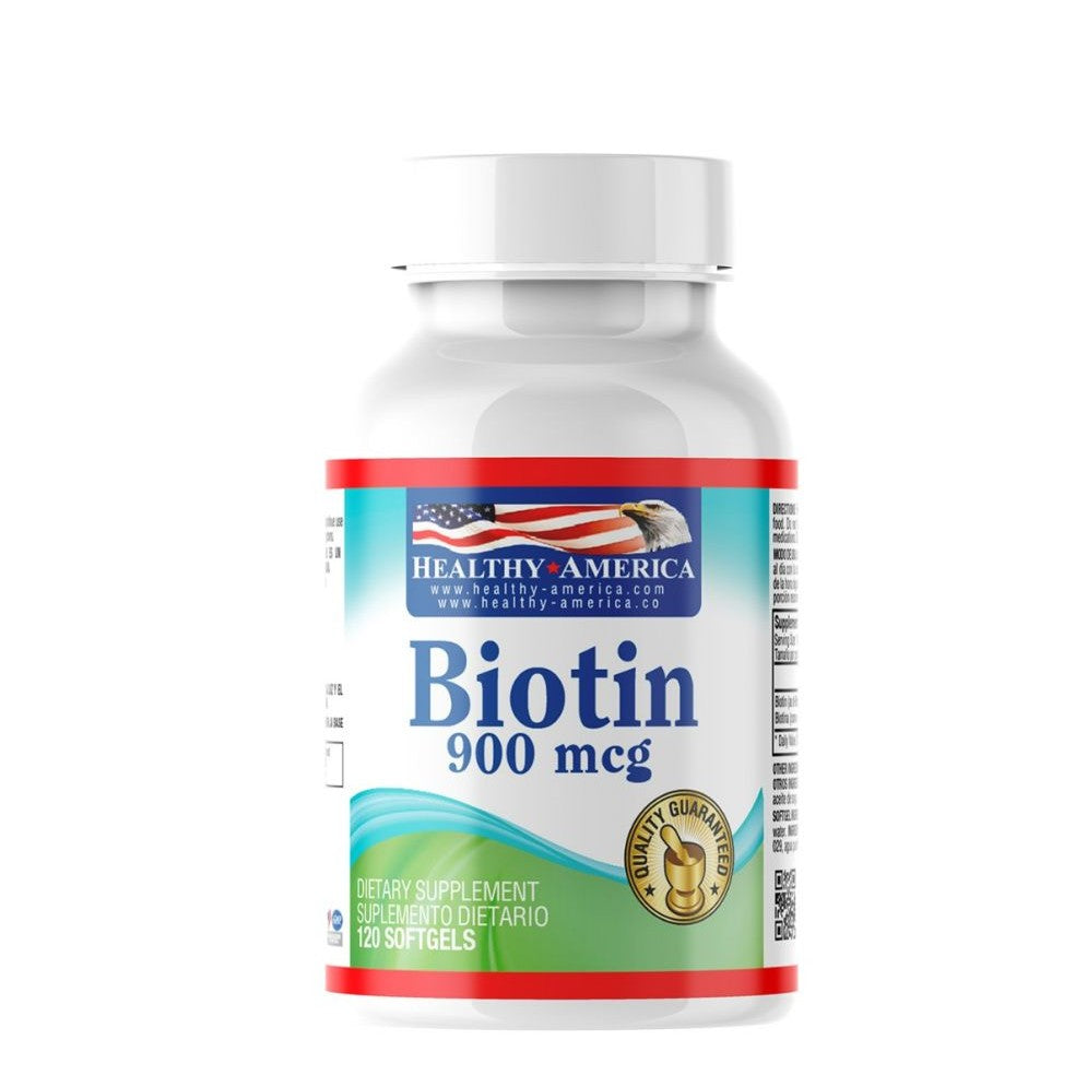 Imagen del producto BIOTIN 900 MCG x 120 softgels de Healthy America en Giravital