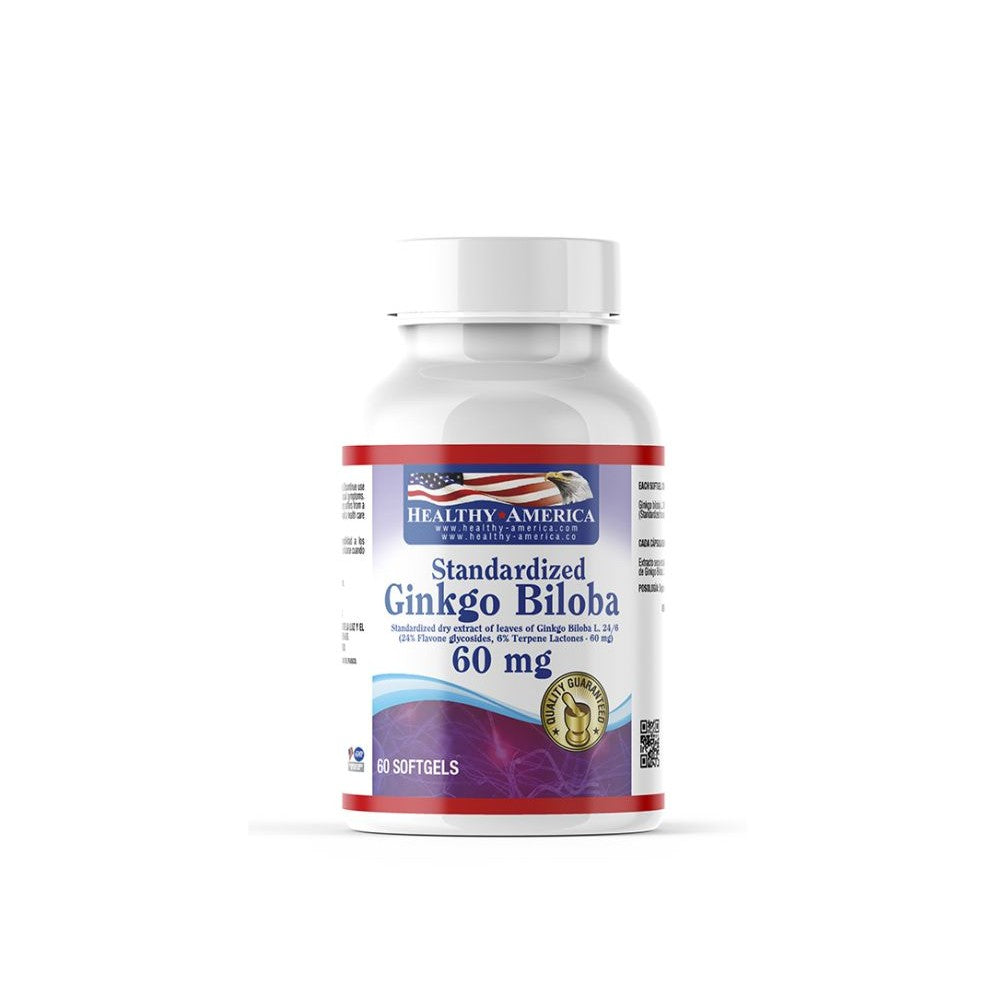 Imagen del producto GINKGO BILOBA 60 MG x 60 PERLA HA de Healthy America en Giravital