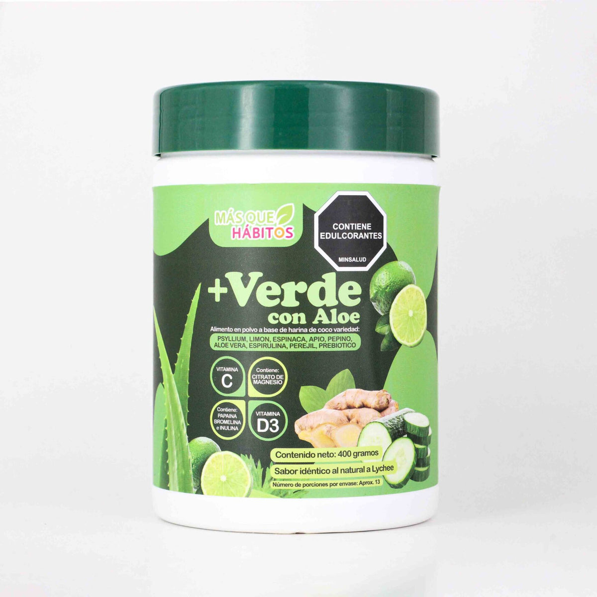 MAS VERDE CON ALOE X 400 GR - MAS QUE HABITOS