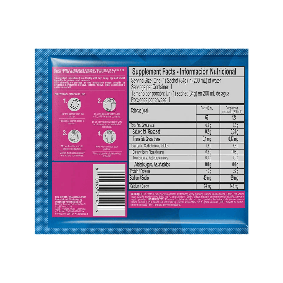 ISO WHEY 100% RED VELVET FLAVOR 34G/12 UNID - imagen adicional 3