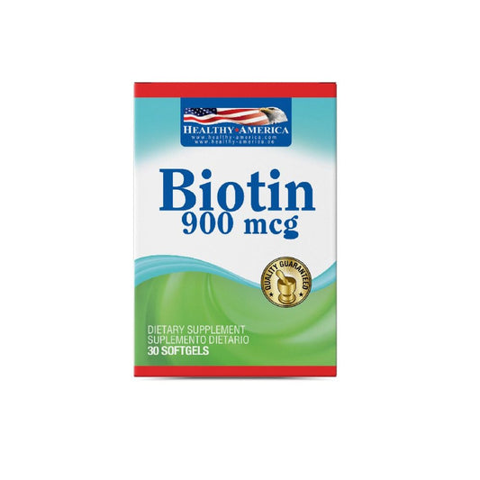 Imagen del producto BIOTIN 900 MCG BLISTER x 30 SOFG de Healthy America en Giravital