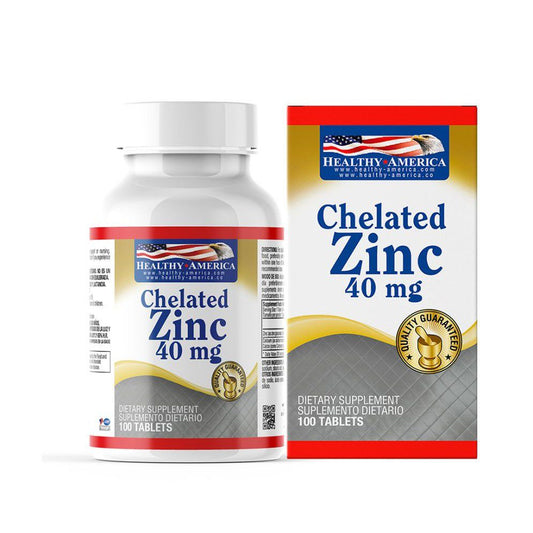CHELATED ZINC 40MG X 100 TAB HA - HEALTHY AMERICA