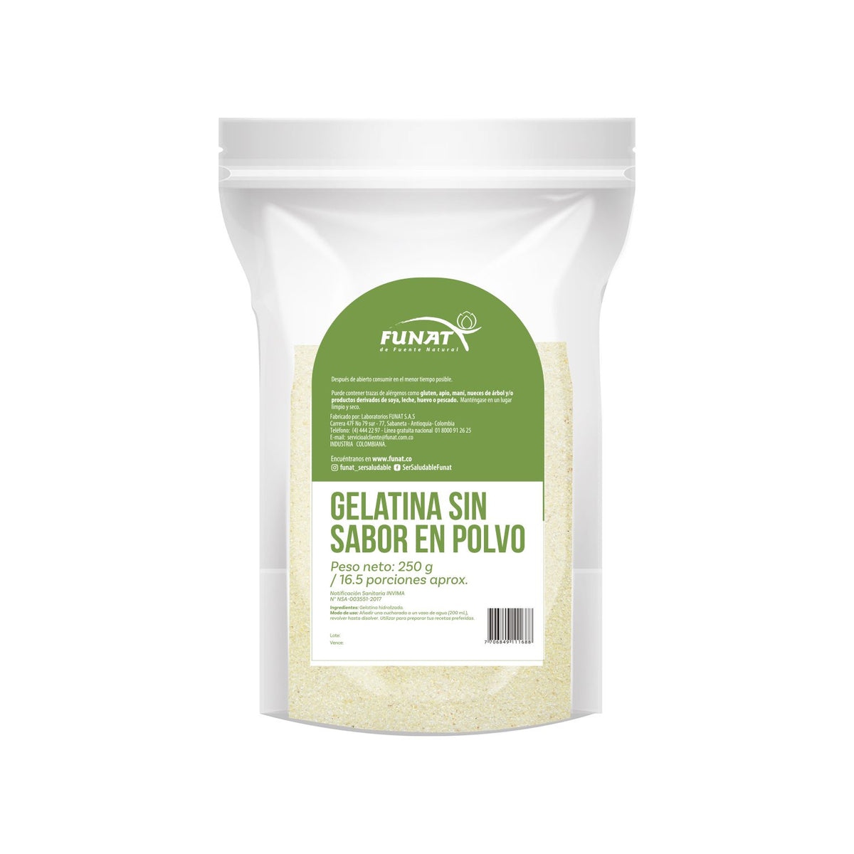 GELATINA SIN SABOR POLVO X250 GR FUNAT