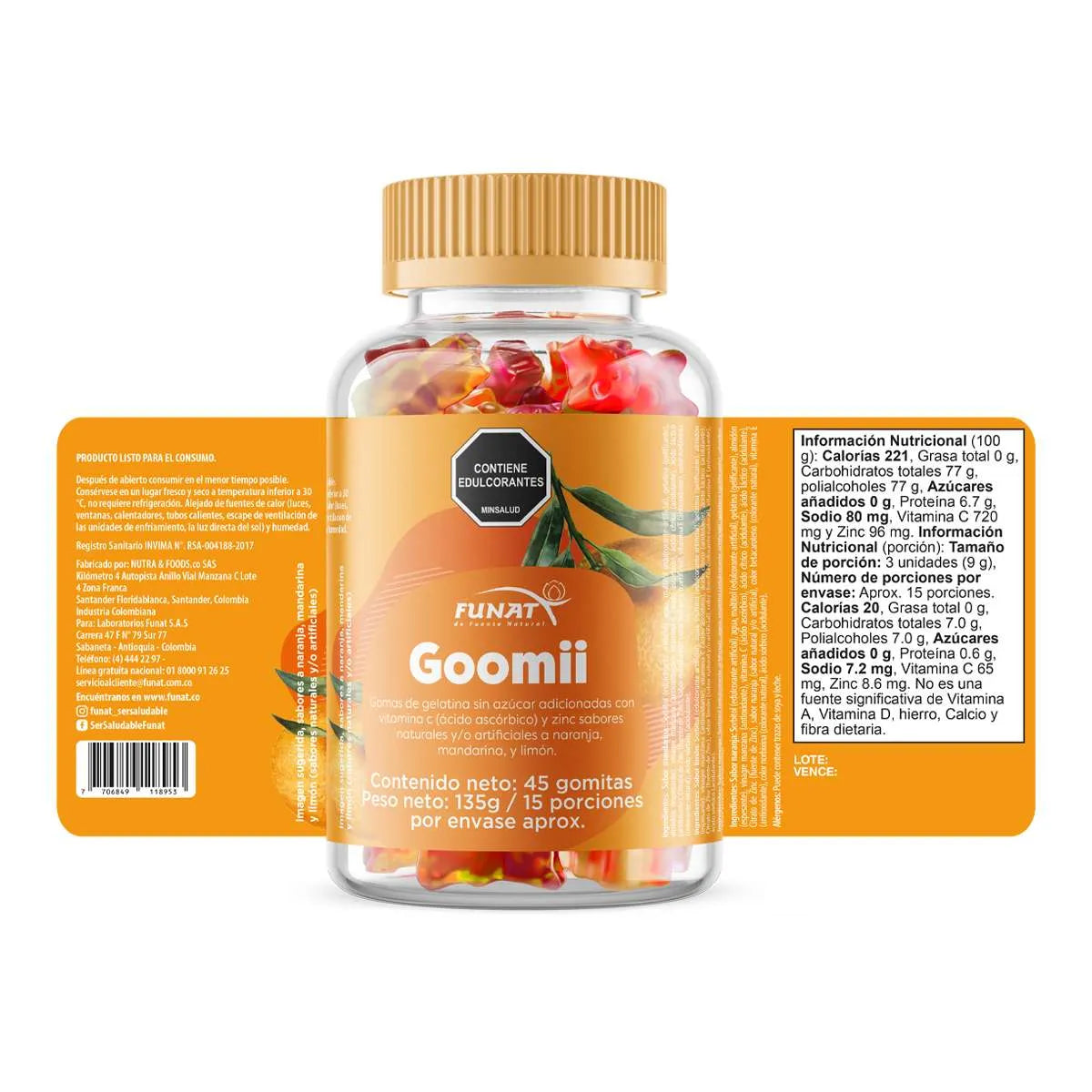 GOMITAS VITAMINA C + ZINC X 45 FUNAT - imagen adicional 2