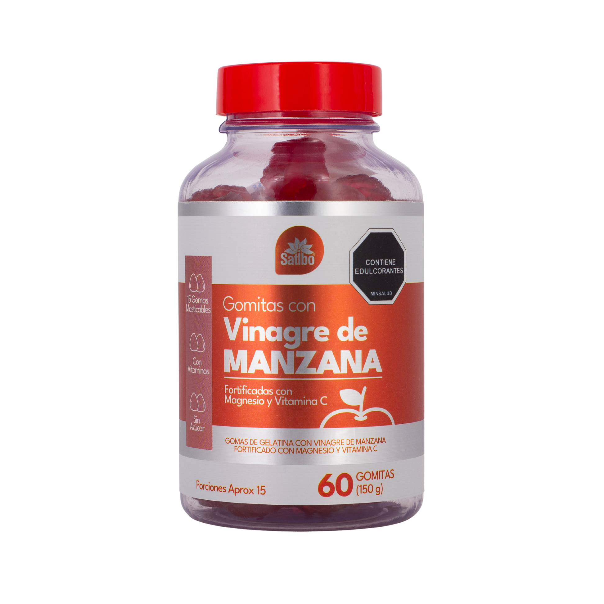 Imagen del producto GOMAS DE VINAGRE MANZANA x 60 de Satibo en Giravital