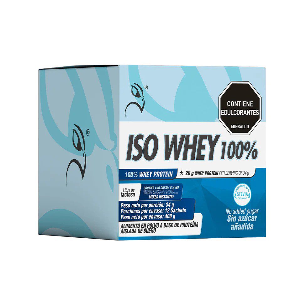 ISO WHEY 100% COOKIES AND CREAM FLAVOR 34G/12 UNID - HEALTHY SPORTS