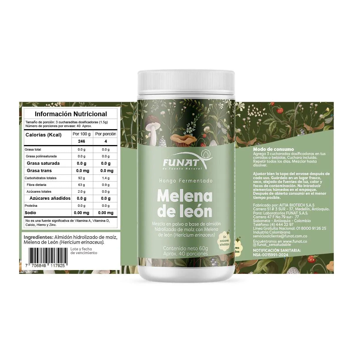 MELENA DE LEON POLVO X 60 GR FUNAT - imagen adicional 2