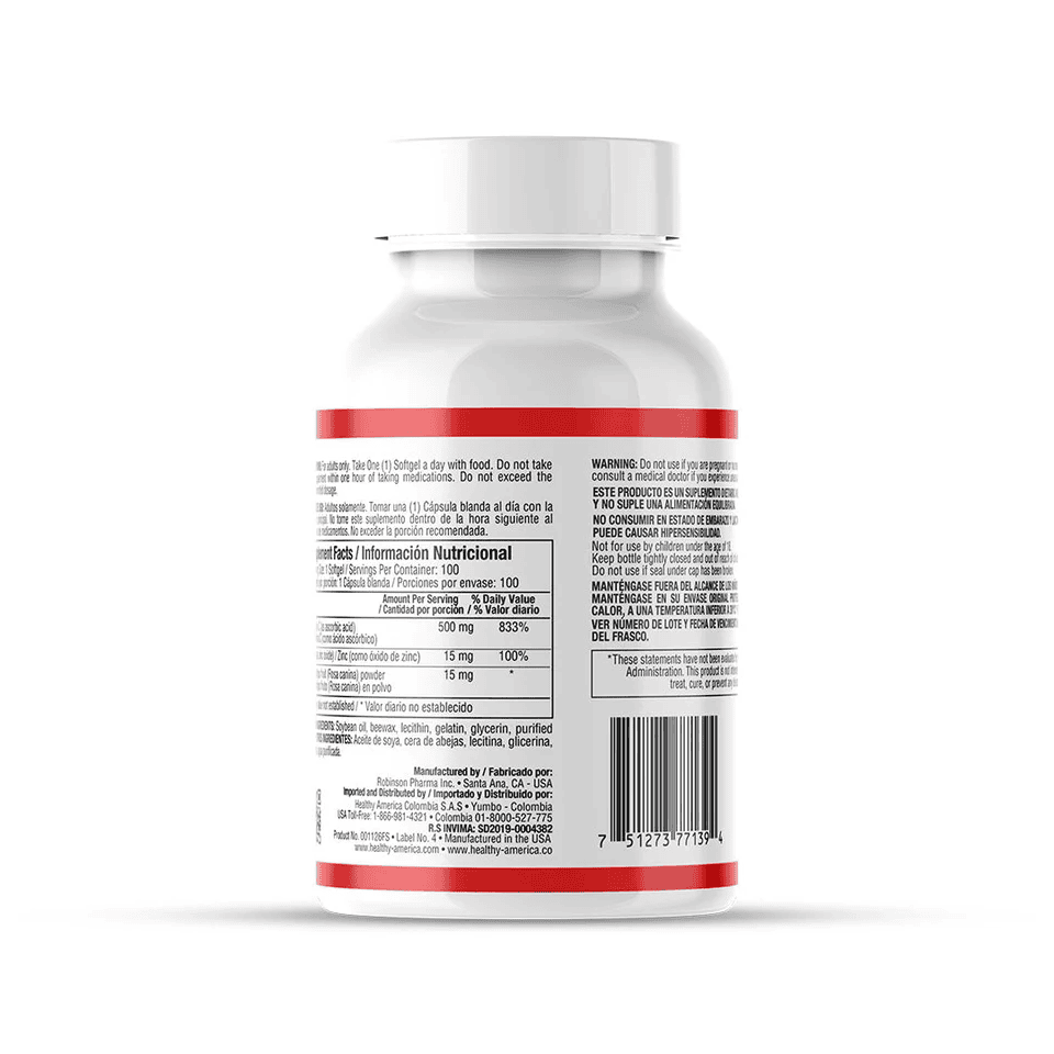 VITAMINA C + HIPE ROSE 500 MG X 100 PERLA HA - imagen adicional 2