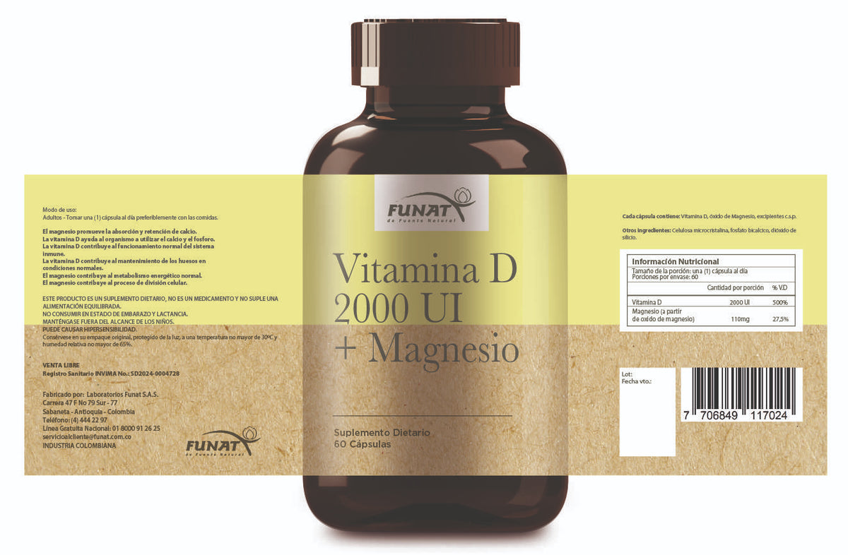 VITAMINA D 2000 UI + MAGNESIO X 60 CAP - imagen adicional 2