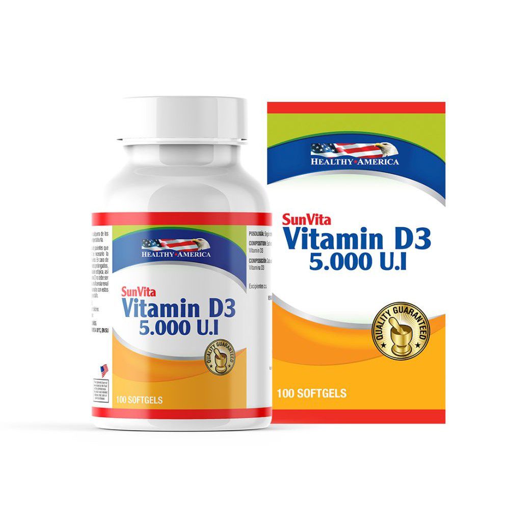 VITAMINA D3 5000IU X 100 SOFG - HEALTHY AMERICA