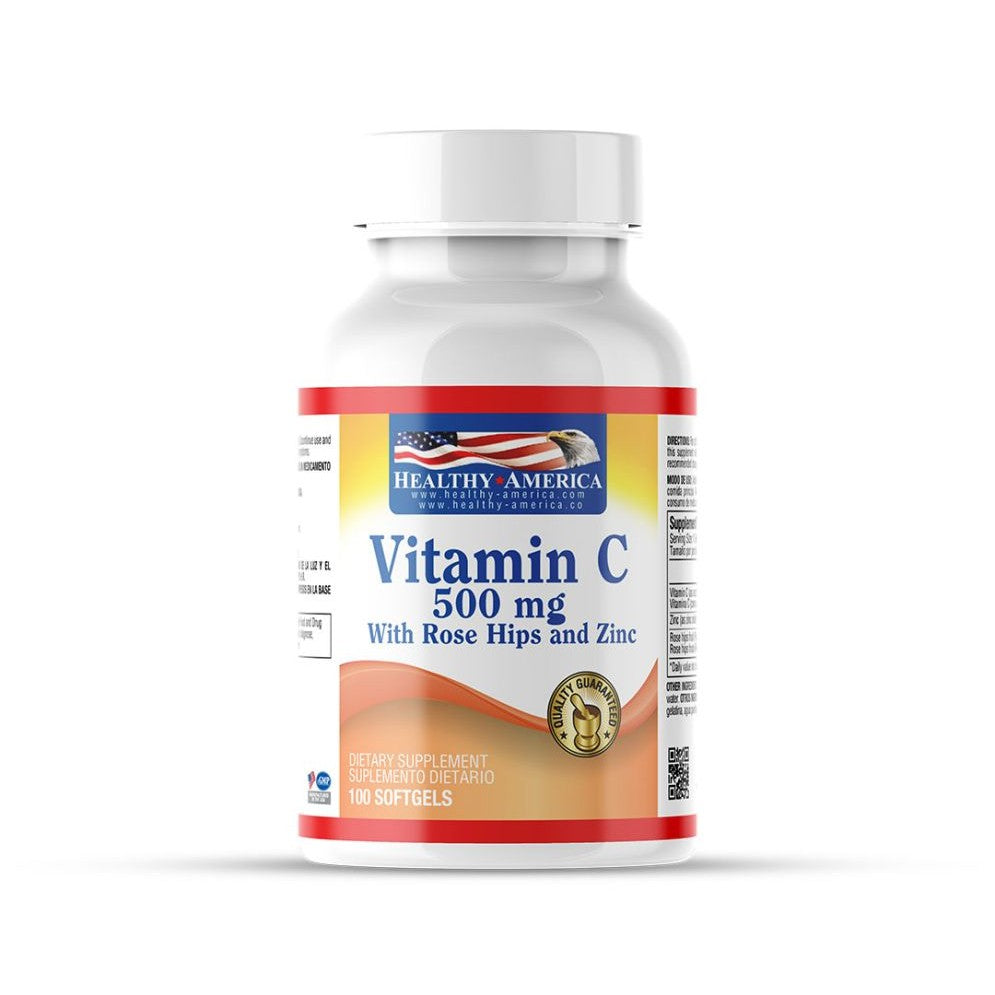 Imagen del producto VITAMINA C + HIPE ROSE 500 MG x 100 PERLA HA de Healthy America en Giravital