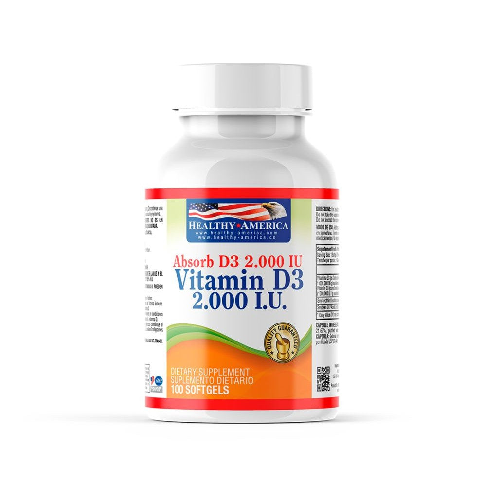 Imagen del producto VITAMINA D3 2000 IU x 100 SOFG HA de Healthy America en Giravital