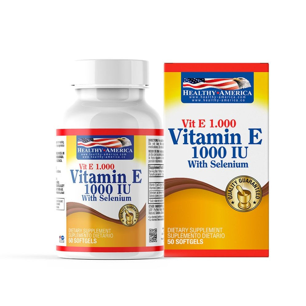 Imagen del producto VITAMINA E 1000 IU + SELENIO x 50 softgels HA de Healthy America en Giravital