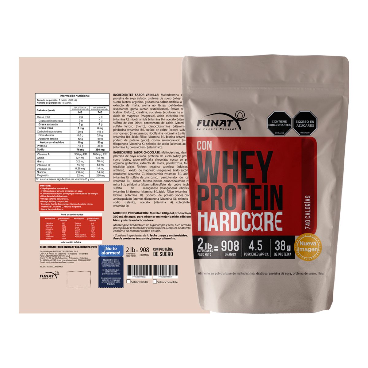 WHEY PROTEIN HARCORE 2LB VAINILLA - imagen adicional 2